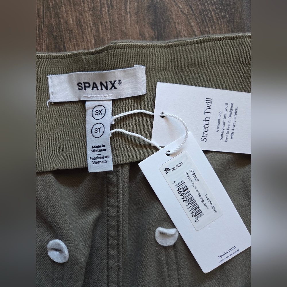NWT Spanx Stretch Twill Cropped Wide Leg Pants in Sage Green 3X - Picture 11 of 16